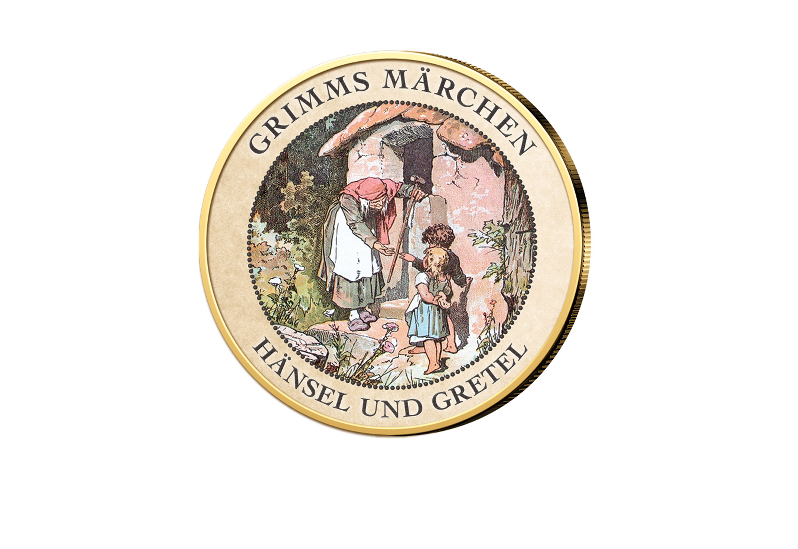 2 Euro vergoldet Hänsel und Gretel mit Farbmotiv