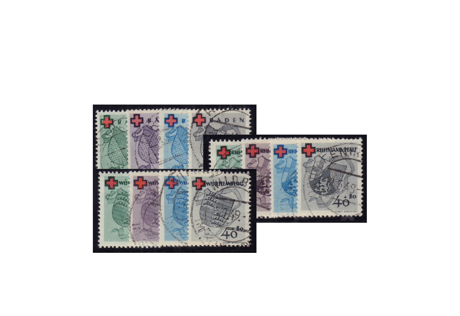 Französische Zone Michel-Nr. 42/45 Deutsches Rotes Kreuz 1949 gestempelt