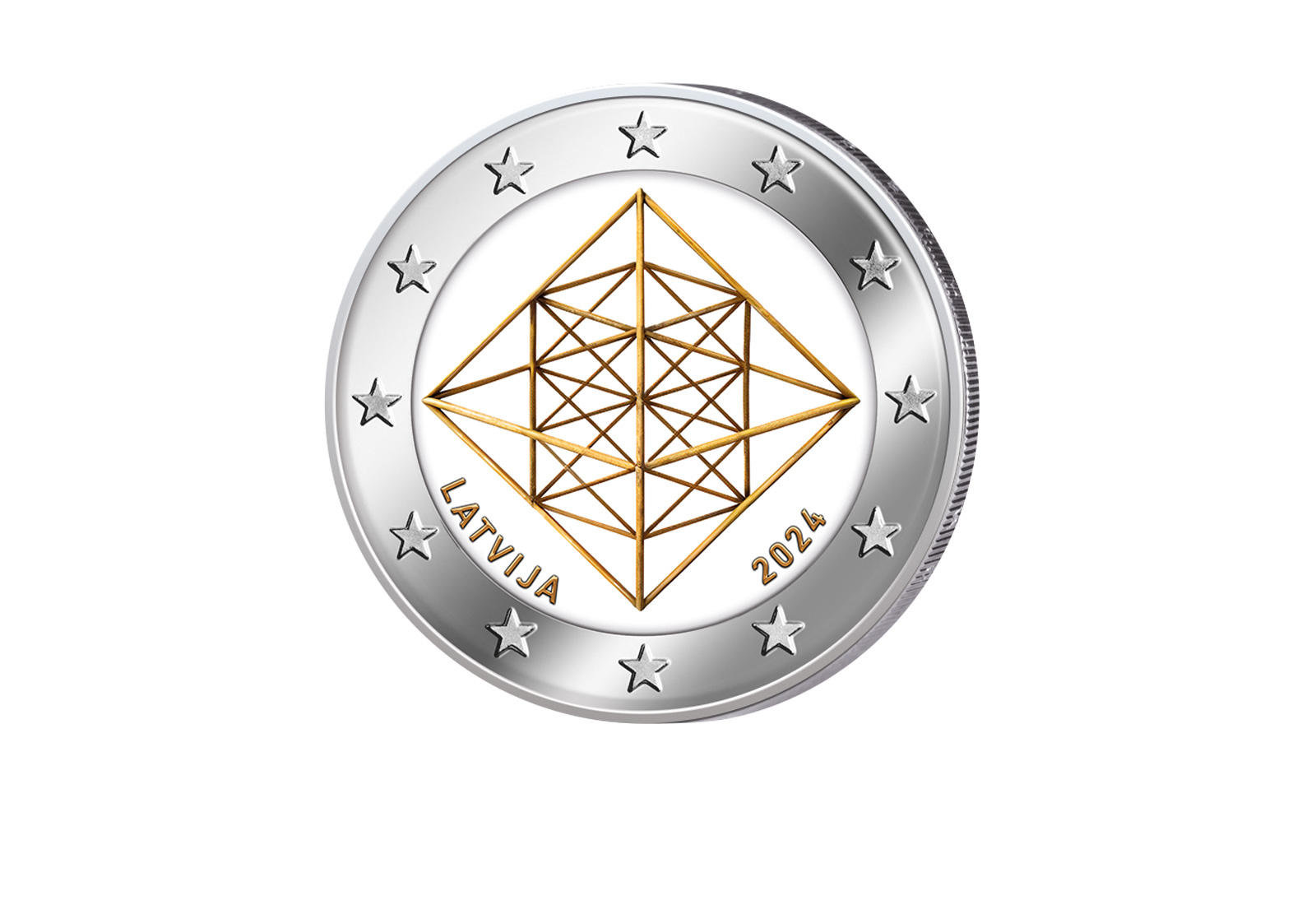 2 Euro 2024 Lettland Himmeli mit Farbmotiv