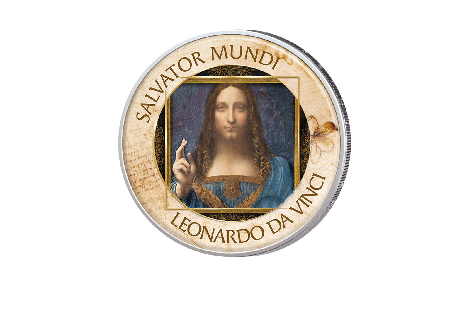 2 Euro mit Farbapplikation "Salvator Mundi"
