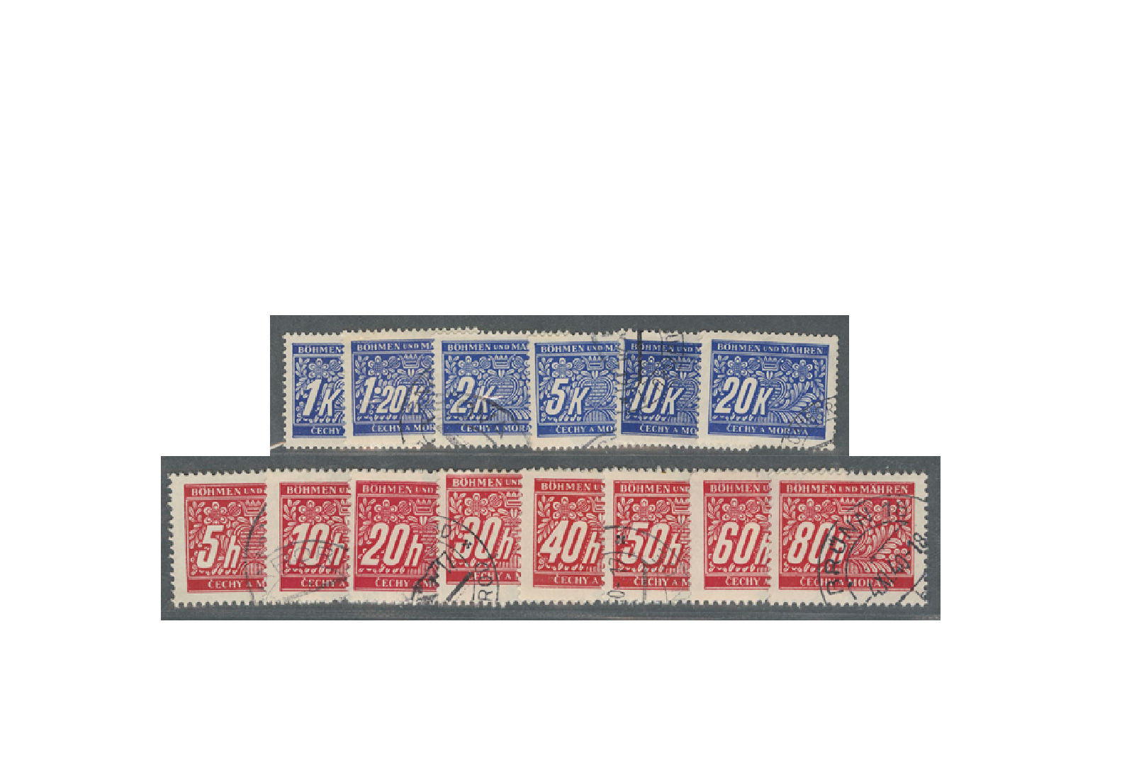 Briefmakren Böhmen und Mähren Portomarken Michel Nr. P 1 -  P 14 gestempelt