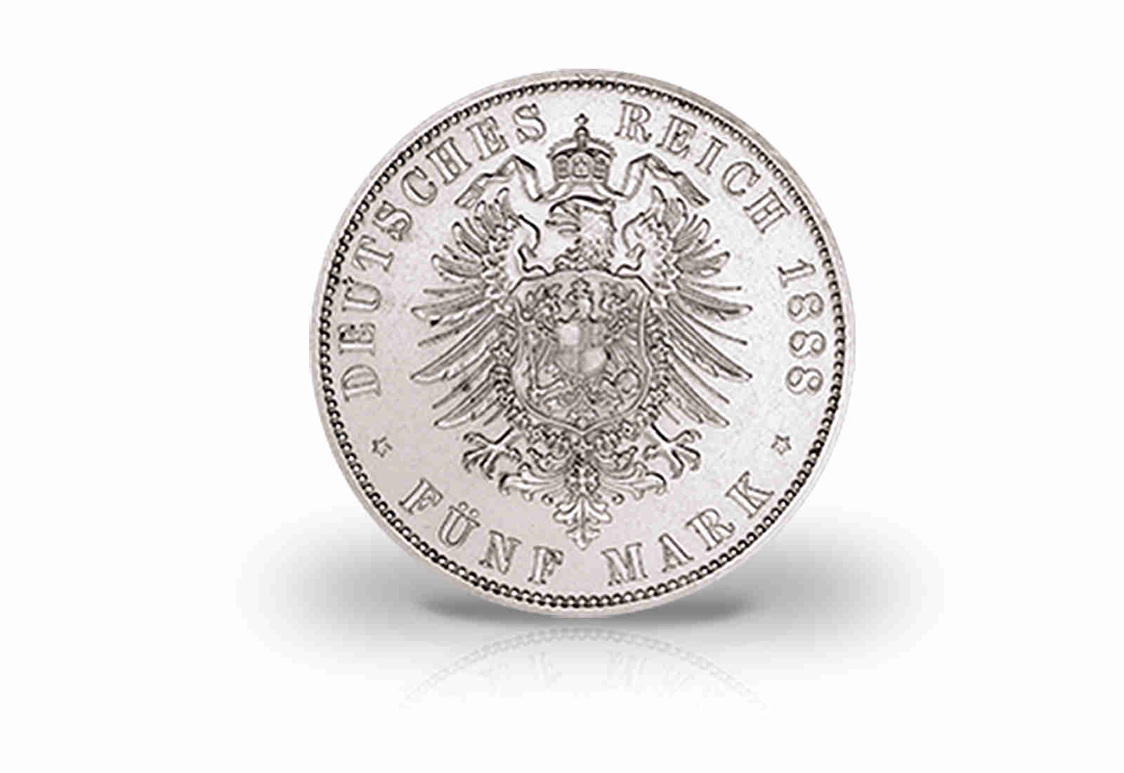 Preußen 5 Mark Silbermünze 1888 Wilhelm II.