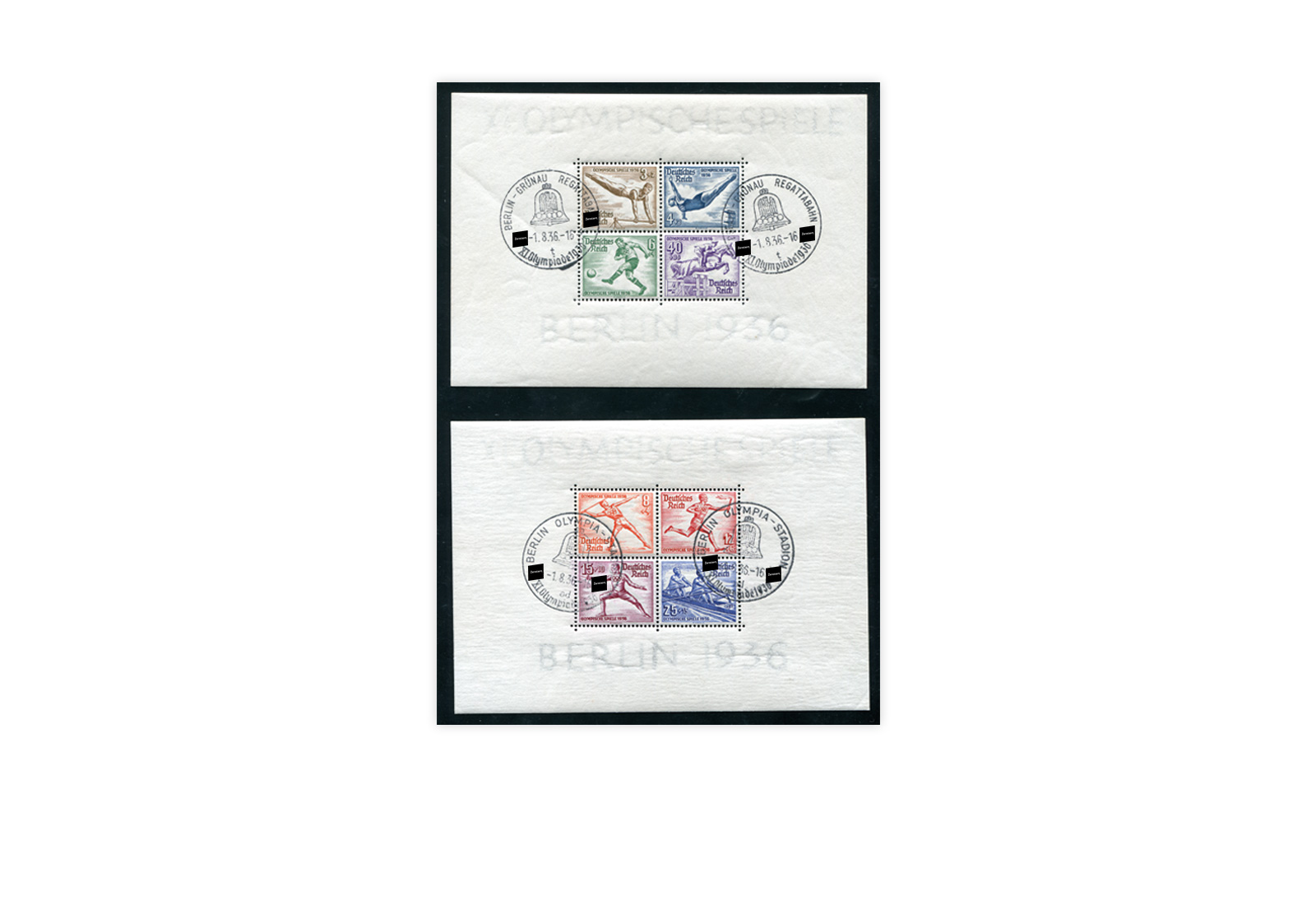 Briefmarken Deutsches Reich Olympia 1936 Block 5+6 gestempelt