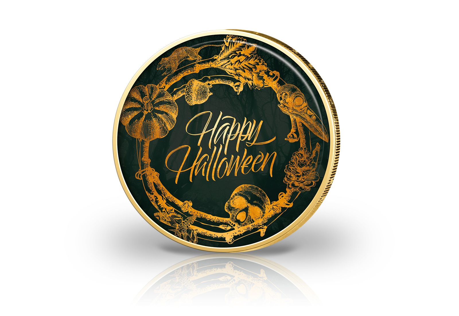 2 Euro mit Farbmotiv und 24 Karat Goldauflage Halloween