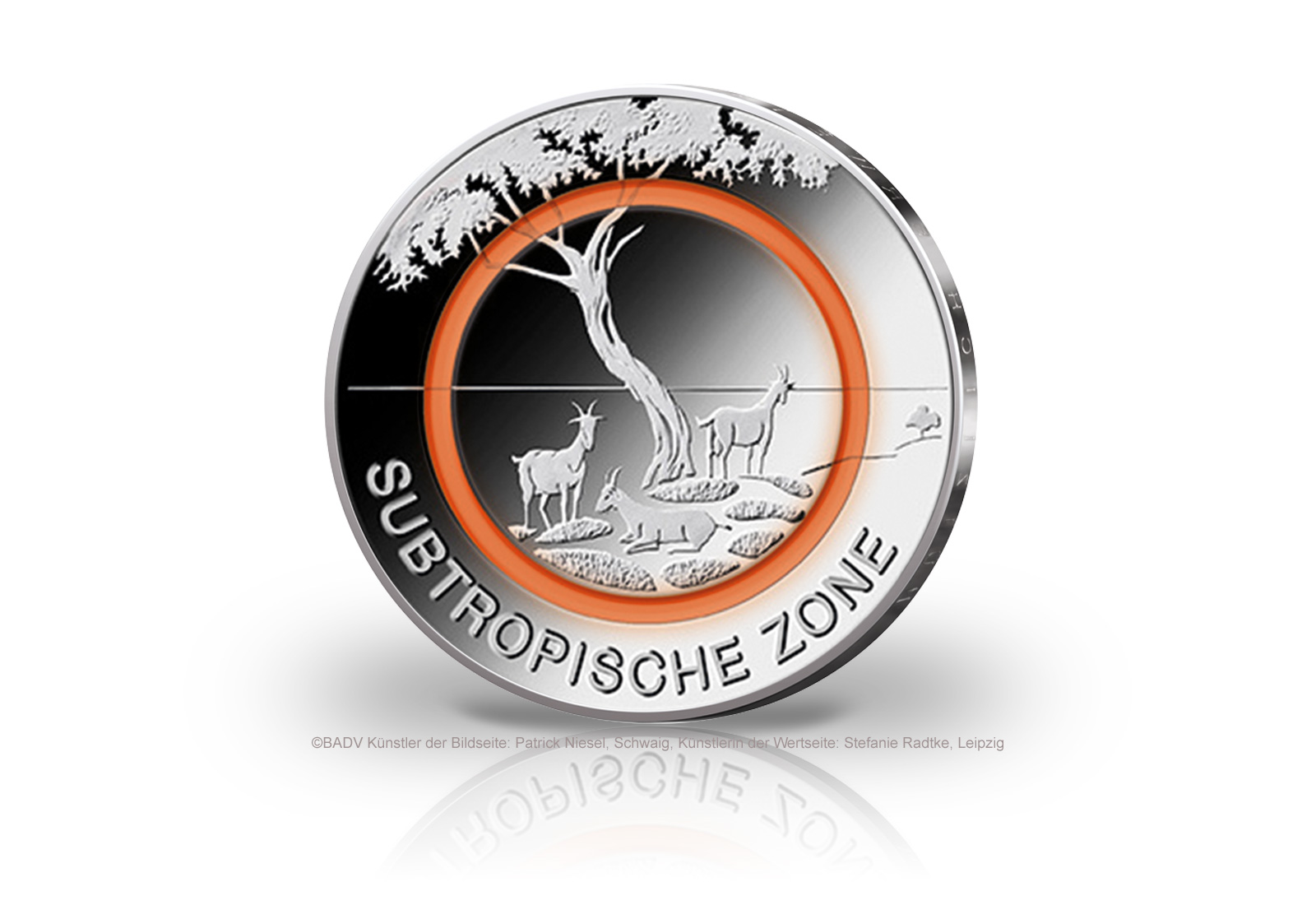 5 Euro 2018 Deutschland Subtropische Zone mit orangem Polymerring st Prägestätte unserer Wahl