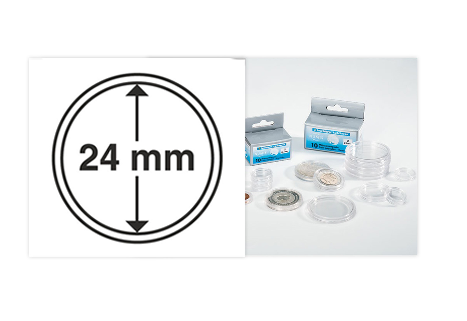 [24 mm] Leuchtturm Münzkapseln im 10er Pack