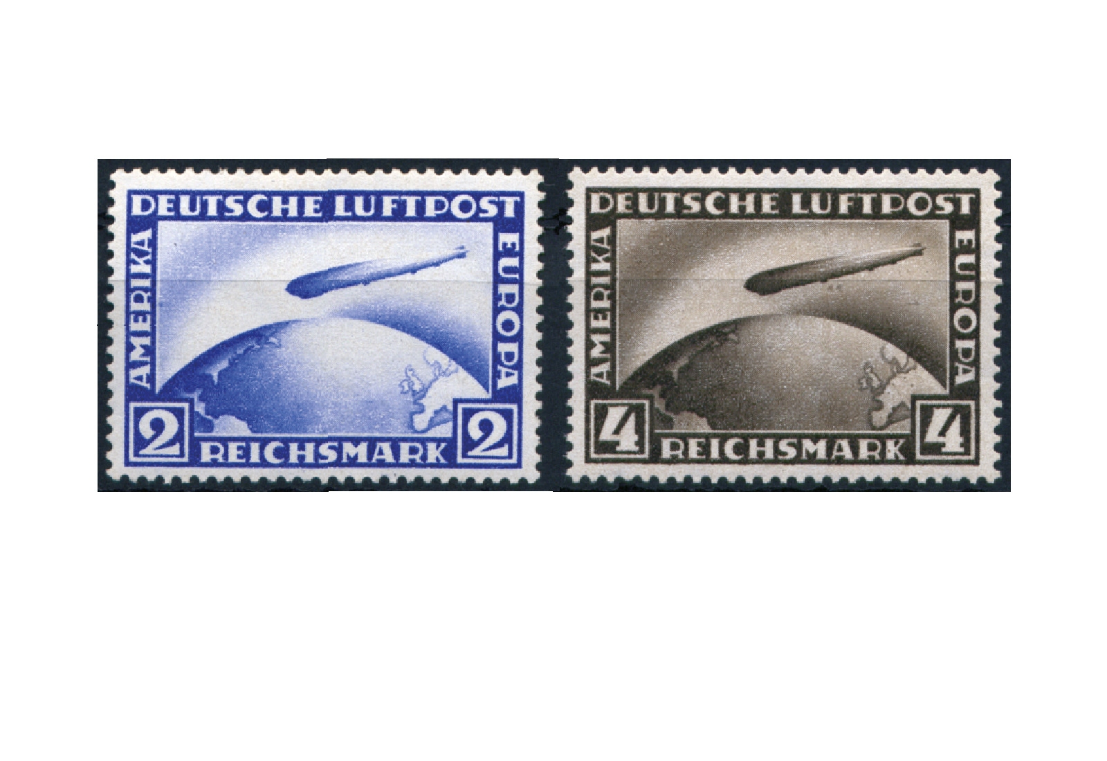 Briefmarken Deutsches Reich Luftschiff LZ 127 Graf Zeppelin 1928 Michel-Nr. 423/424 Falz