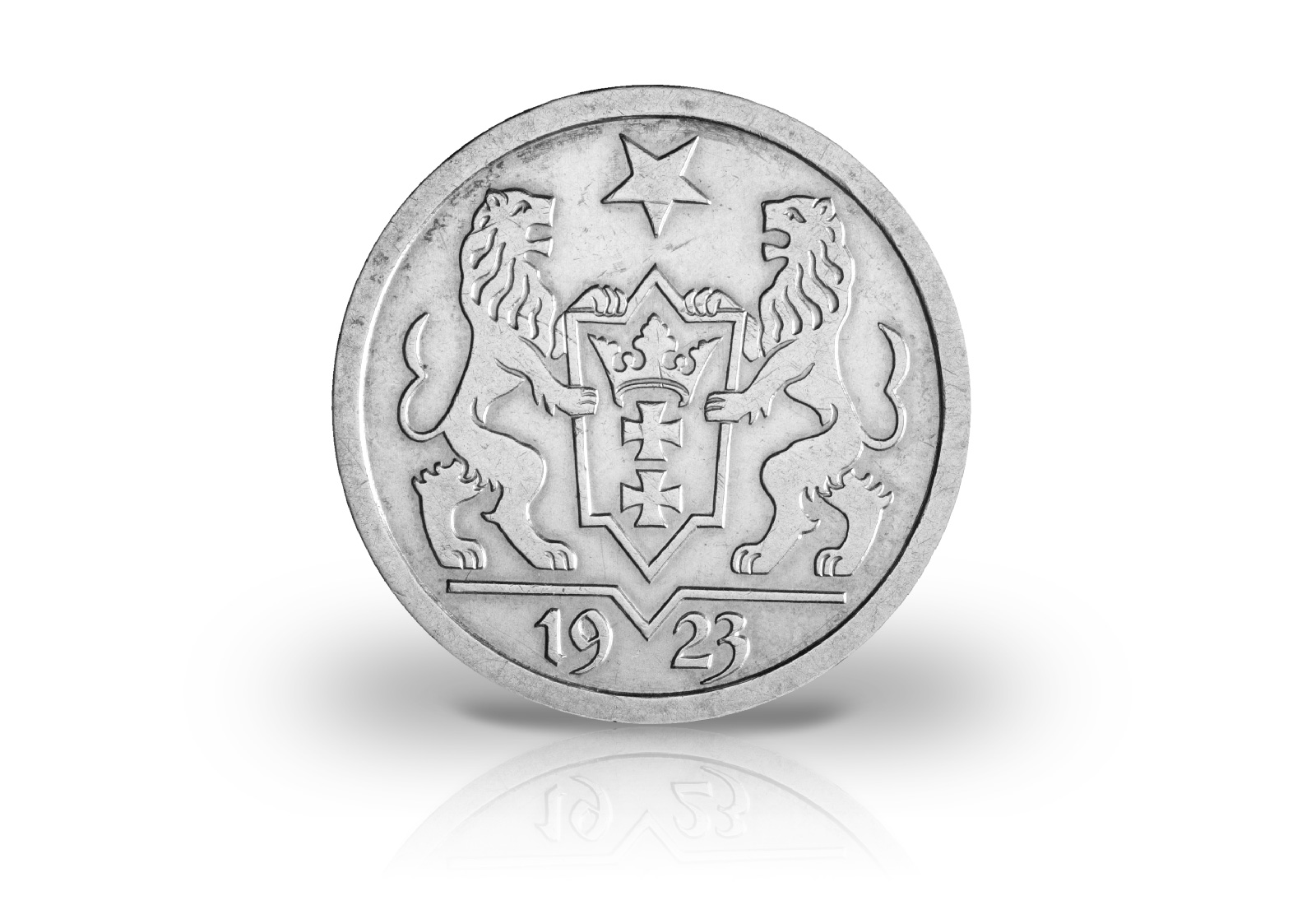 2 Gulden Silber 1923 Danzig Wappen Jaeger-Nr. D8