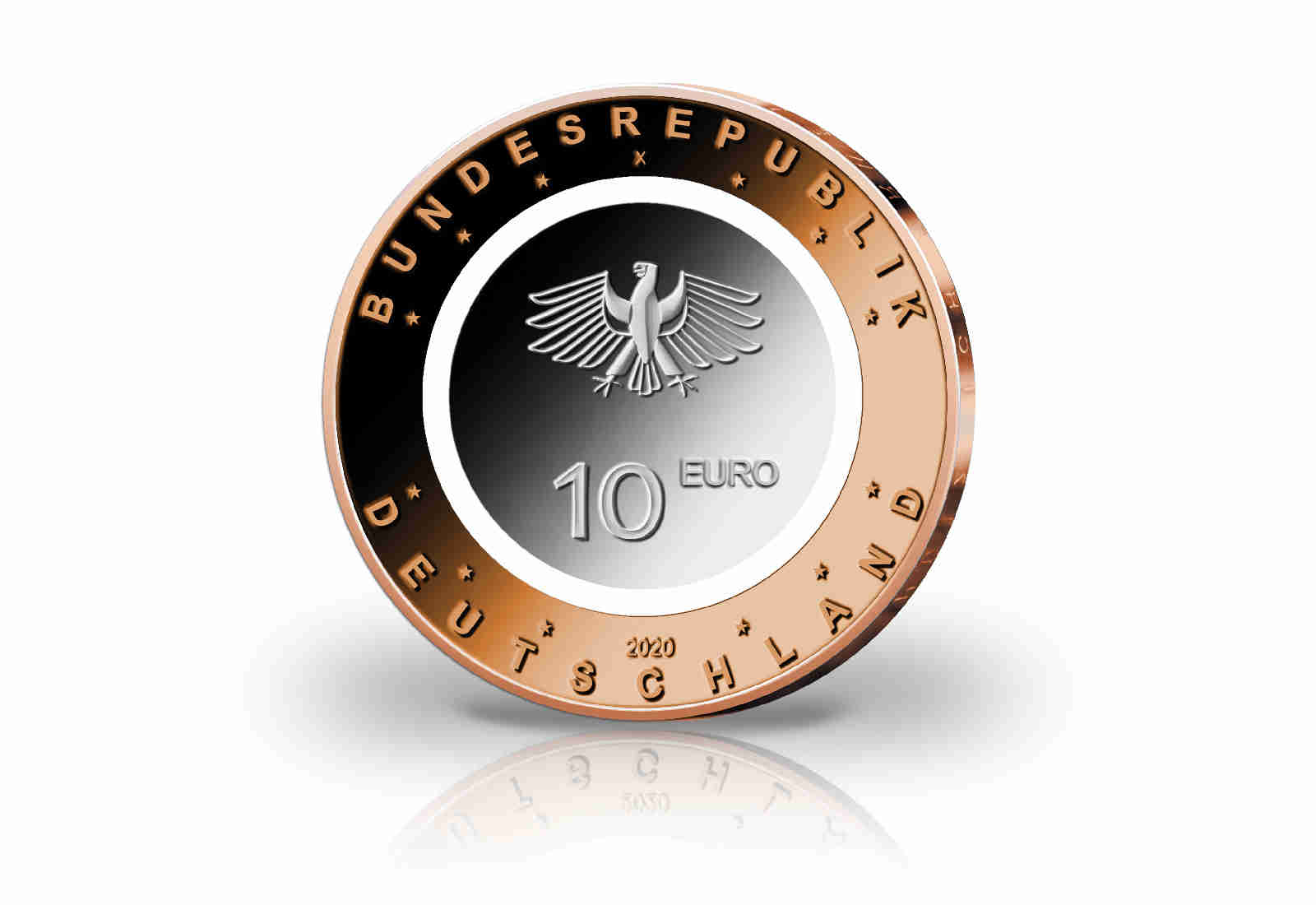 10 Euro 2020 Deutschland An Land mit Polymerring st Prägestätte F im Numisbrief
