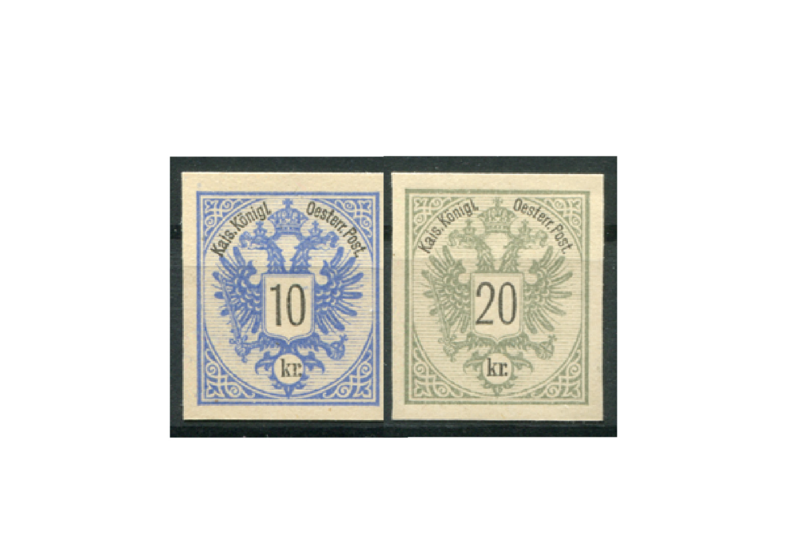 Briefmarken Österreich Doppeladler 1883 Michel-Nr. 47 PU III + 48 PU III  im Set