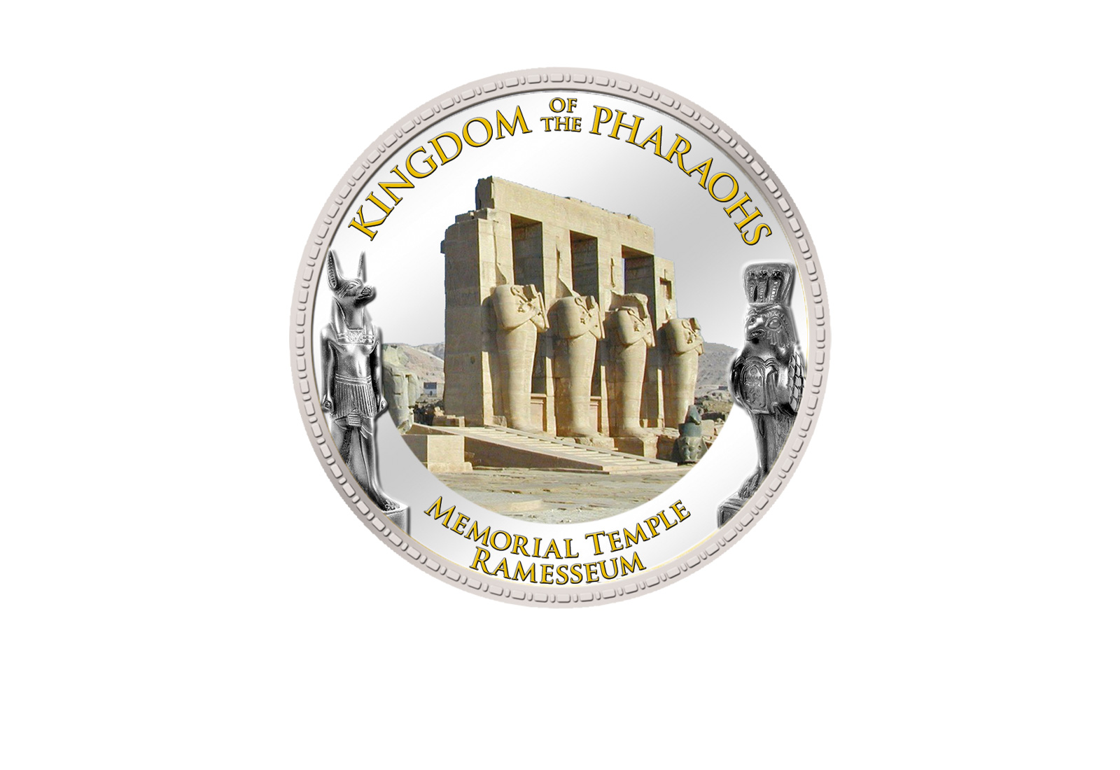 1 Pfund Ägypten Ramesseum Tempel, 999,9 Goldauflage mit Farbmotiv