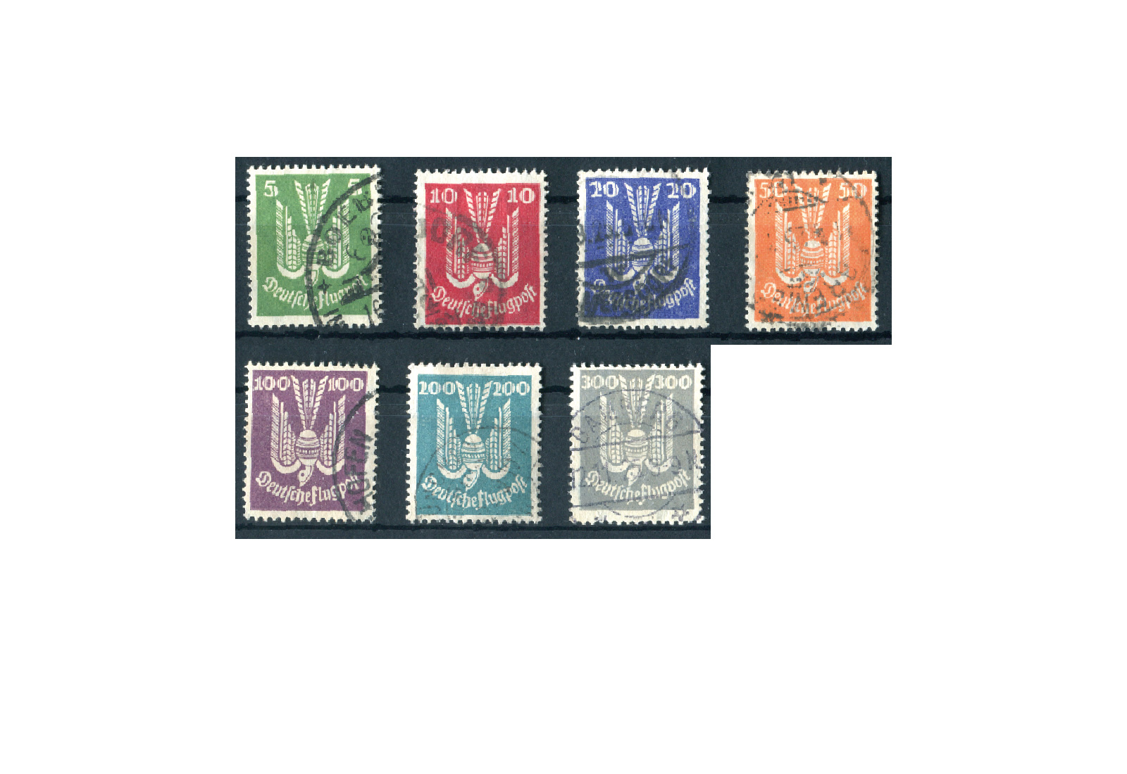 Brriefmarken Deutsches Reich Holztaube IV 1924 Michel-Nr. 344/350 gestempelt