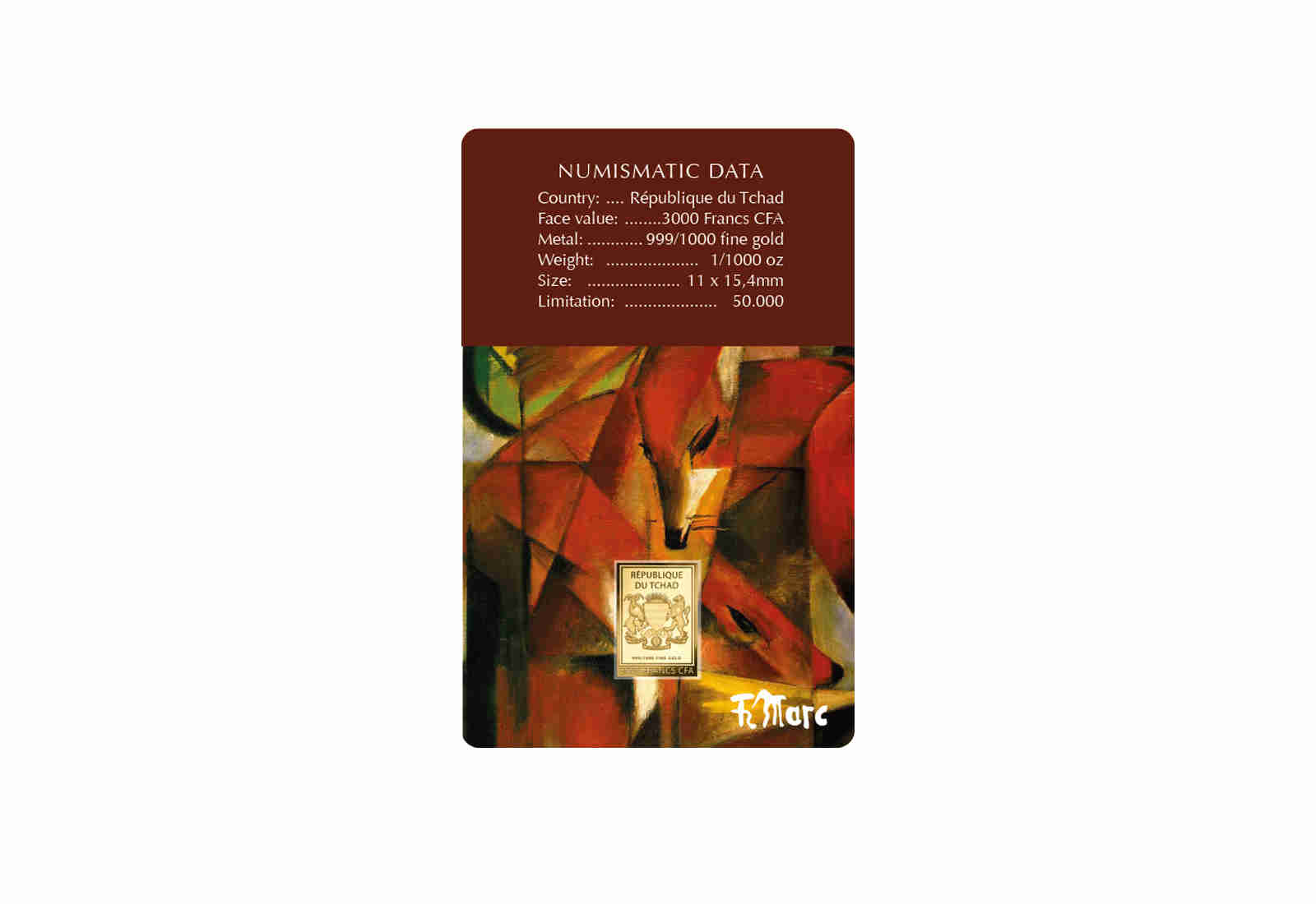 Goldmünze Motiv Die Füchse Coincard Feinheit 999/1000 Gold Geschenk