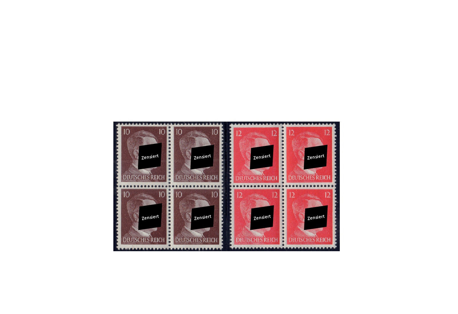 Briefmarken Deutsches Reich 1942 Hitler Freimarken Viererblock Michel-Nr. 826/827 postfrisch