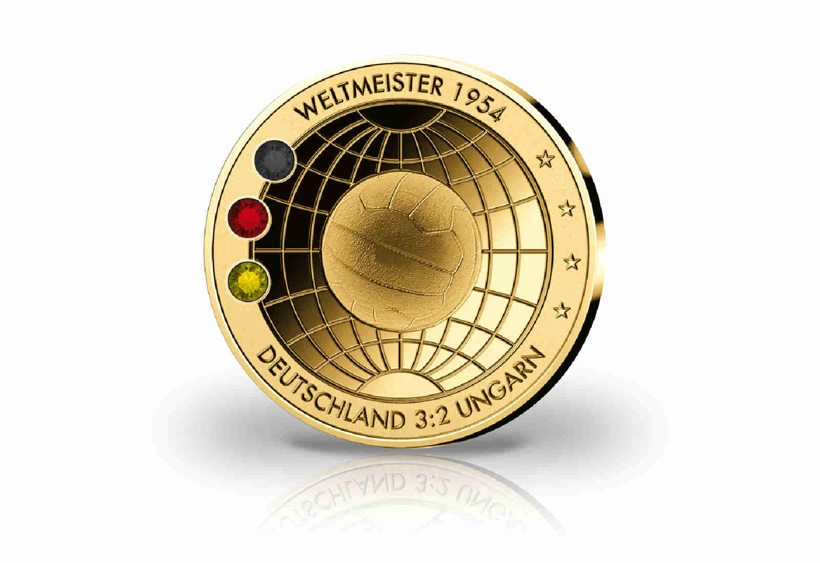 Gigantenprägung Deutschland Fußball Weltmeister 1954 mit 24 Karat Goldauflage