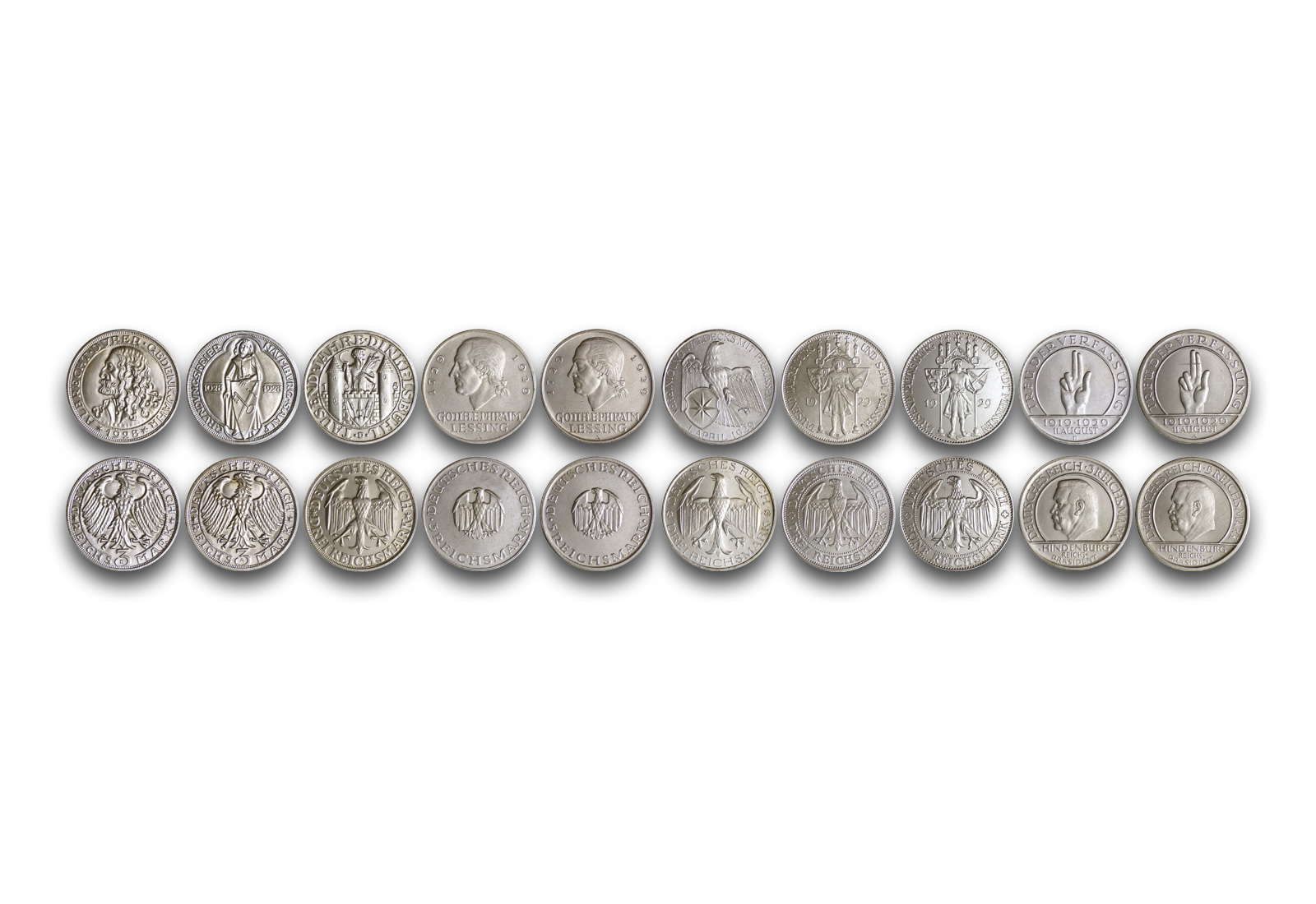 Komplettsammlung Silbermünzen Weimarer Republik 1925-1932