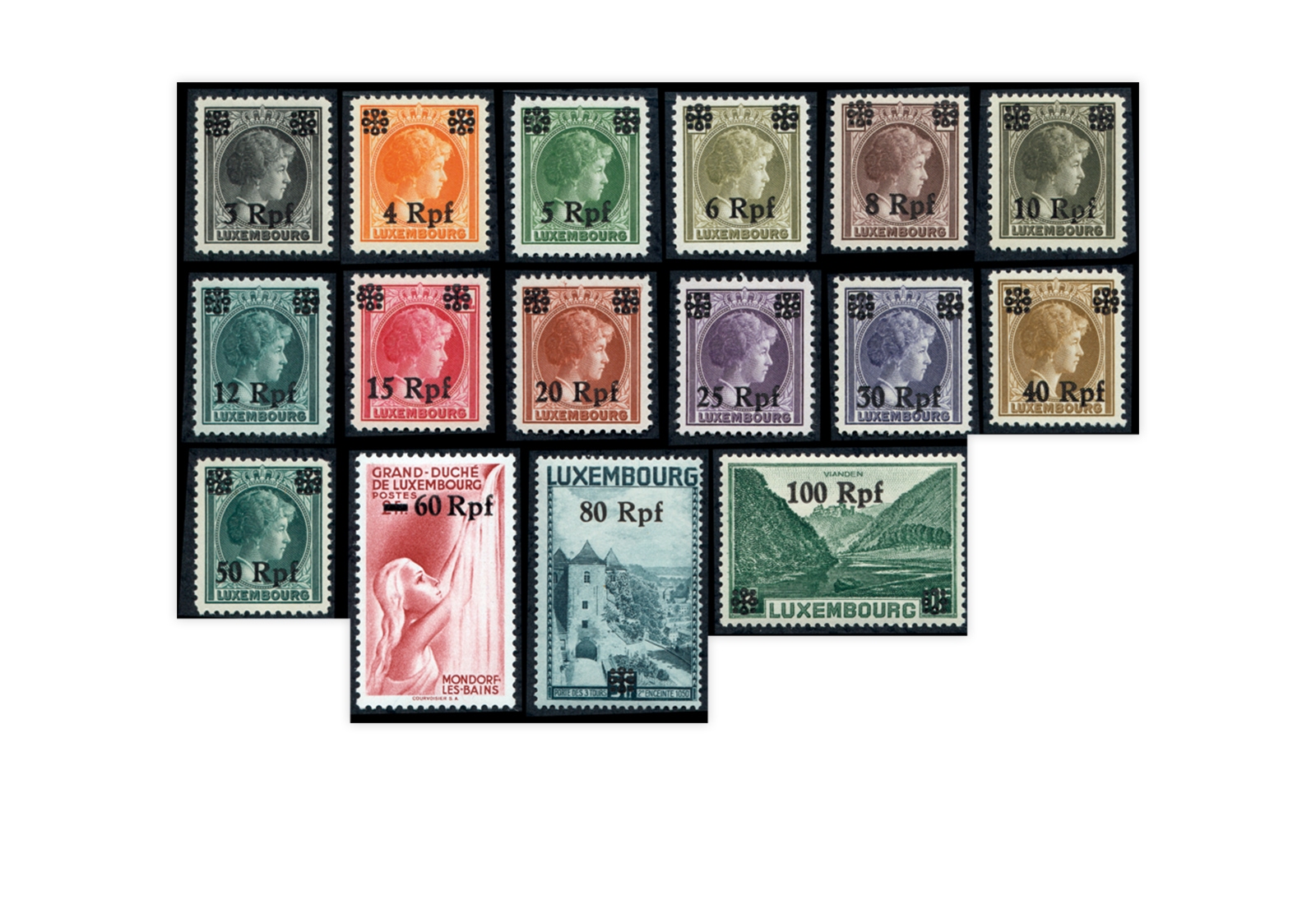 Briefmarken Deutsche Besetzung Luxemburg Michel-Nr. 17-32 postfrisch