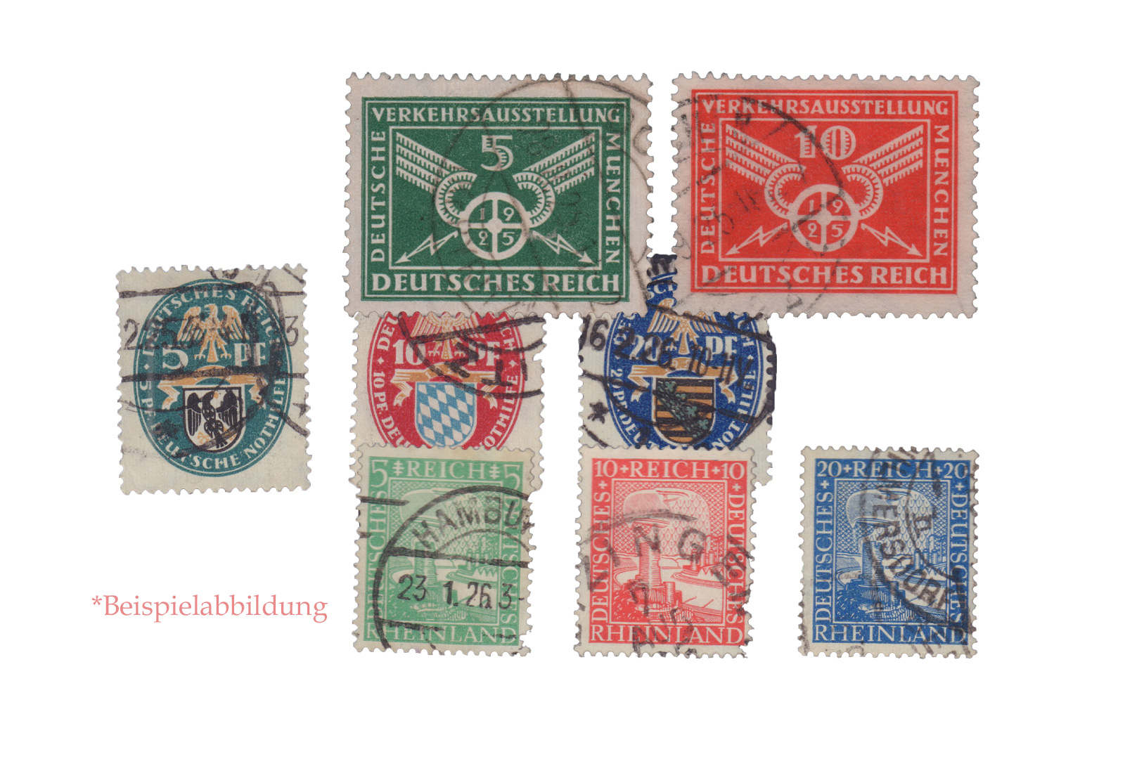 DR Jahrgang 1925 ** 8 Marken MiNr.: 370-377