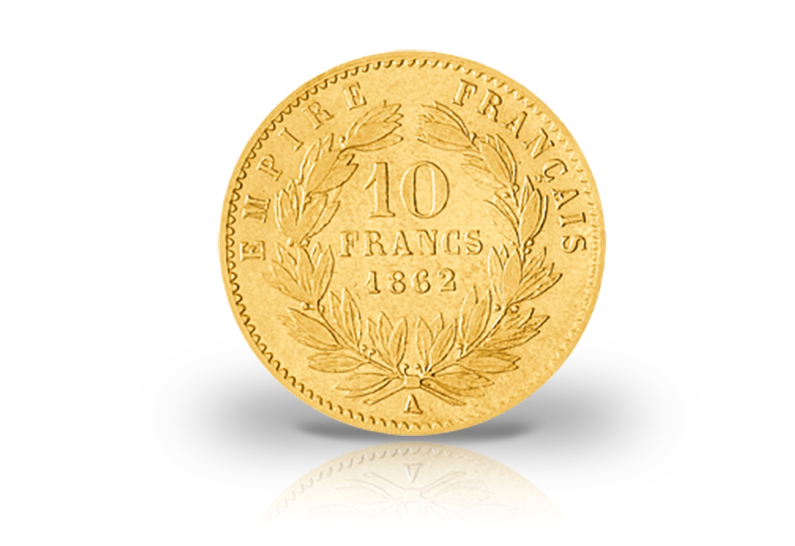 10 Francs Goldmünze 1861-1869 Frankreich Napoleon III. mit Kranz