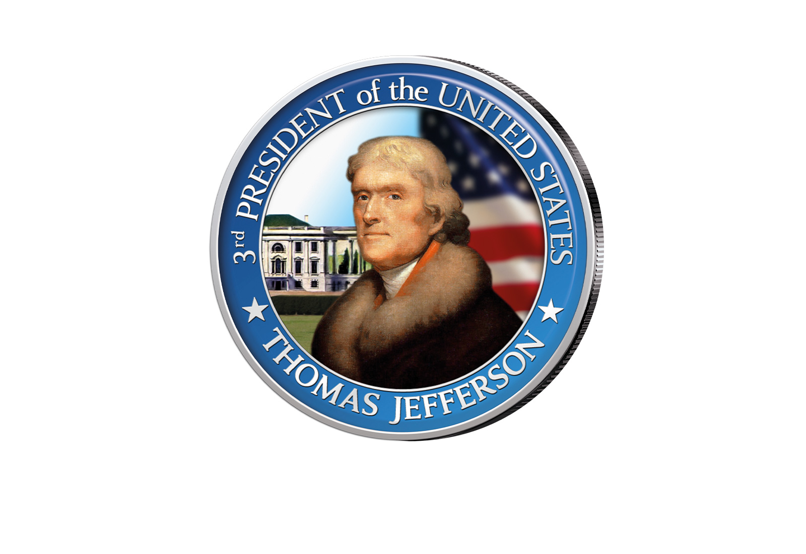 ½ Kennedy-Dollar USA mit Farbapplikation Thomas Jefferson