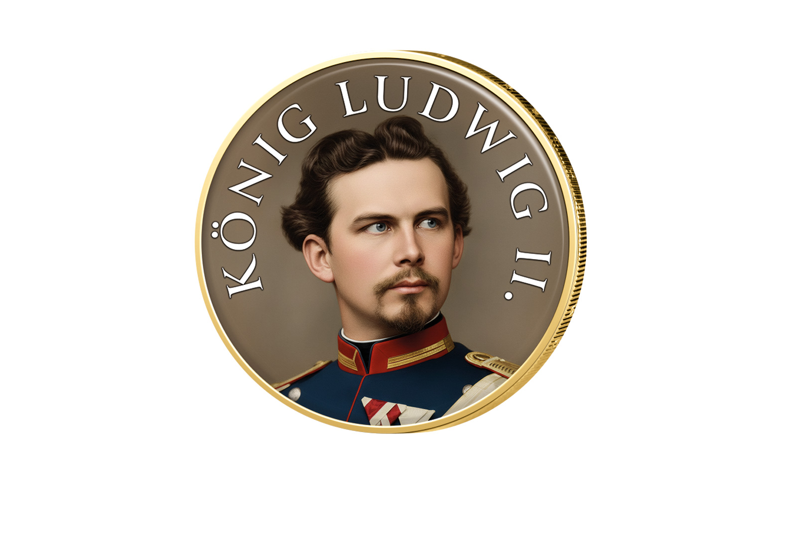 2 Euro vergoldet "König Ludwig II" mit Farbapplikation