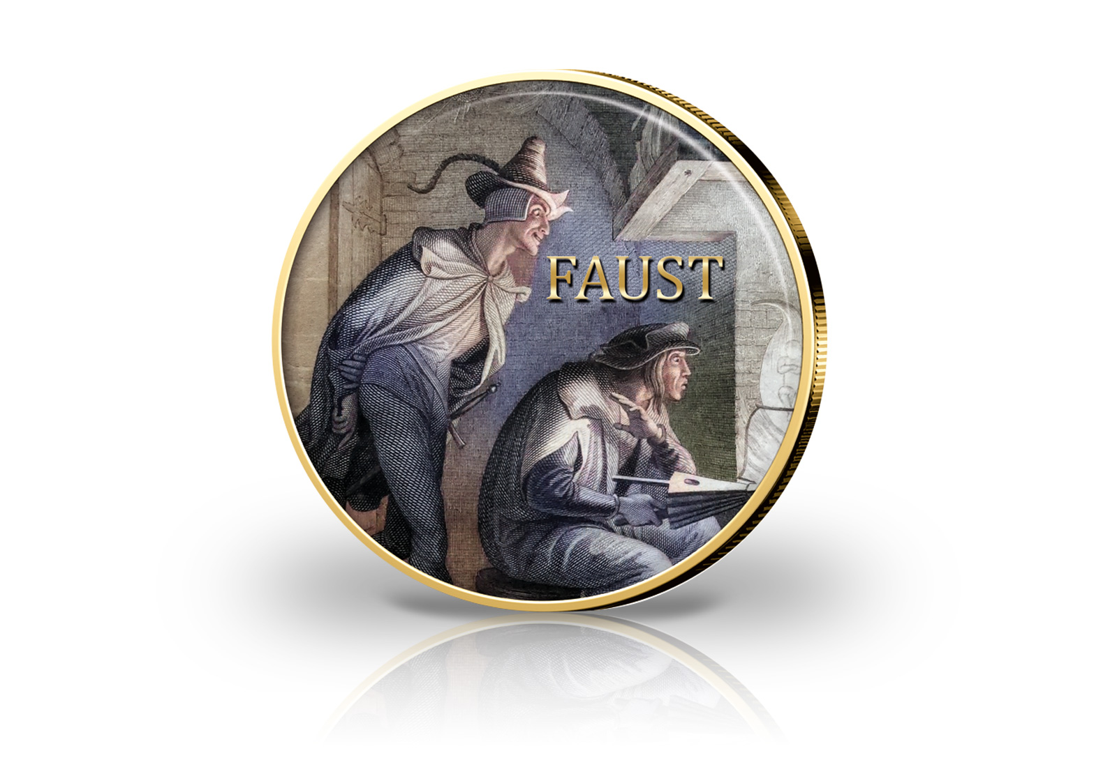 2 Euro mit Farbmotiv und 24 Karat Goldauflage Faust