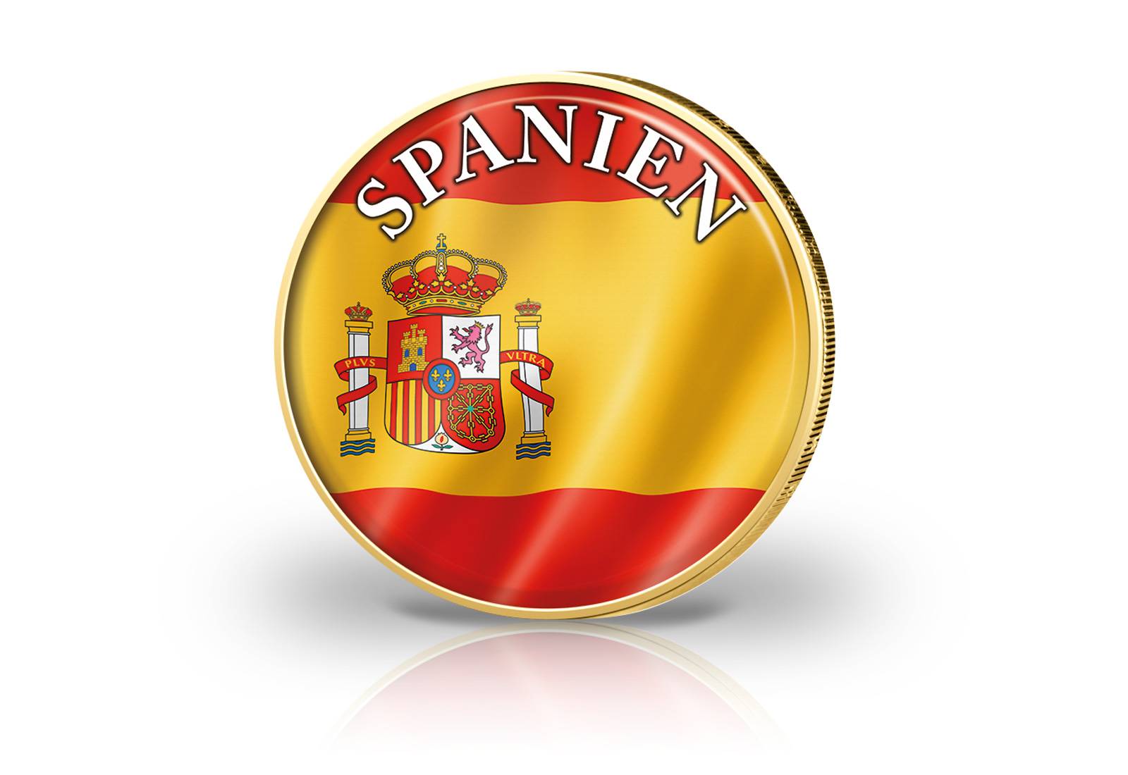 2 Euro vergoldet Spanien Flagge mit Farbapplikation