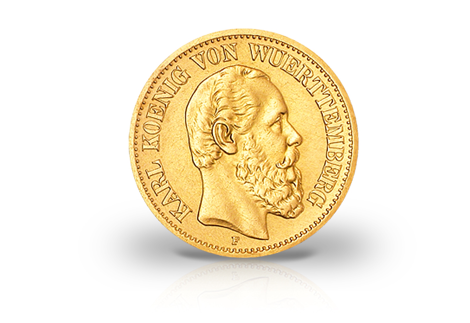 5 Mark Goldmünze 1877  Deutsches Kaiserreich Württemberg König Karl Jaeger-Nr. 291