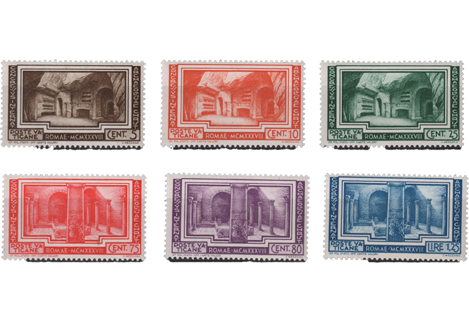 Vatikan MiNr.: 67-72 **  Christl. Archäologie 1938