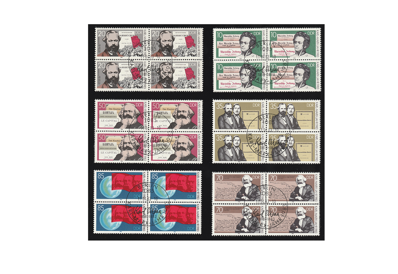 Briefmarken DDR MiNr.: 2783-2788 gest. VB Todestag Karl Marx