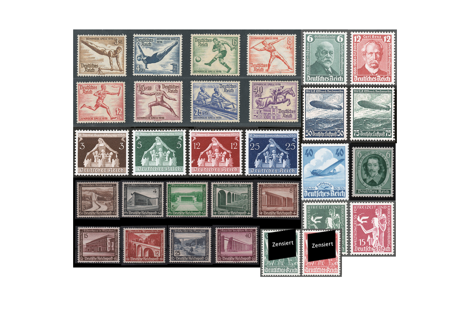 Briefmarken DR Jahrgang 1936 **