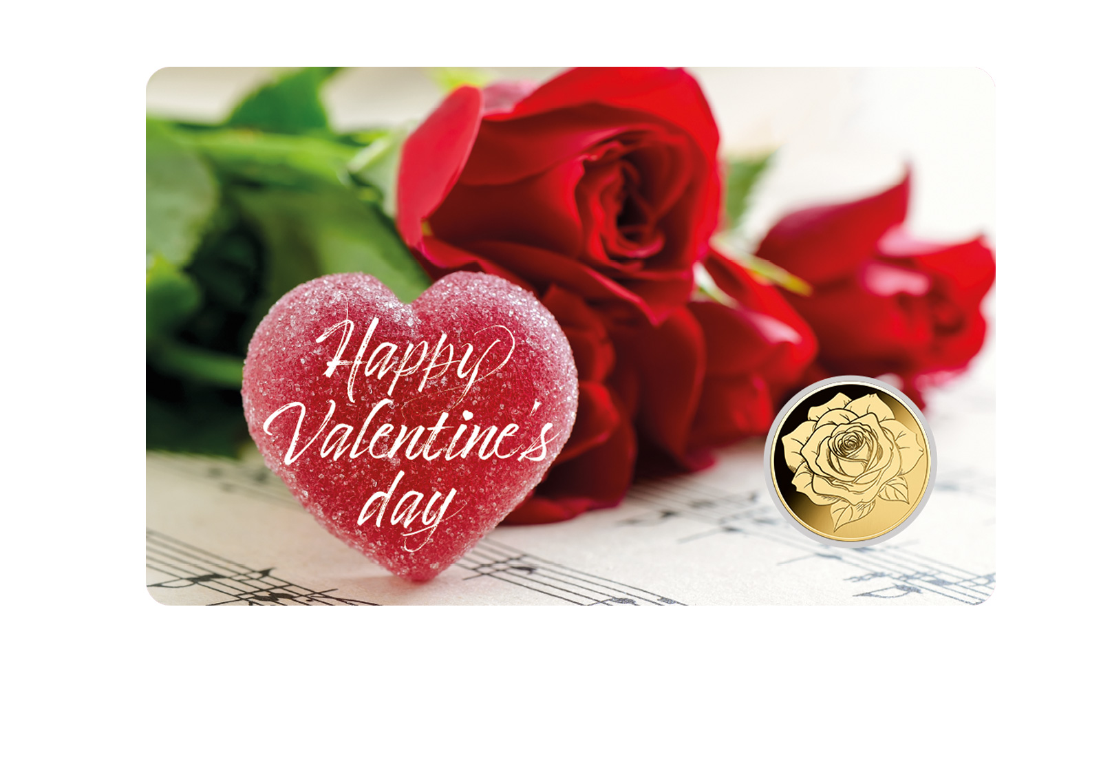Goldmünze Motiv Valentinstag Coincard 999/1000 Gold Geschenk