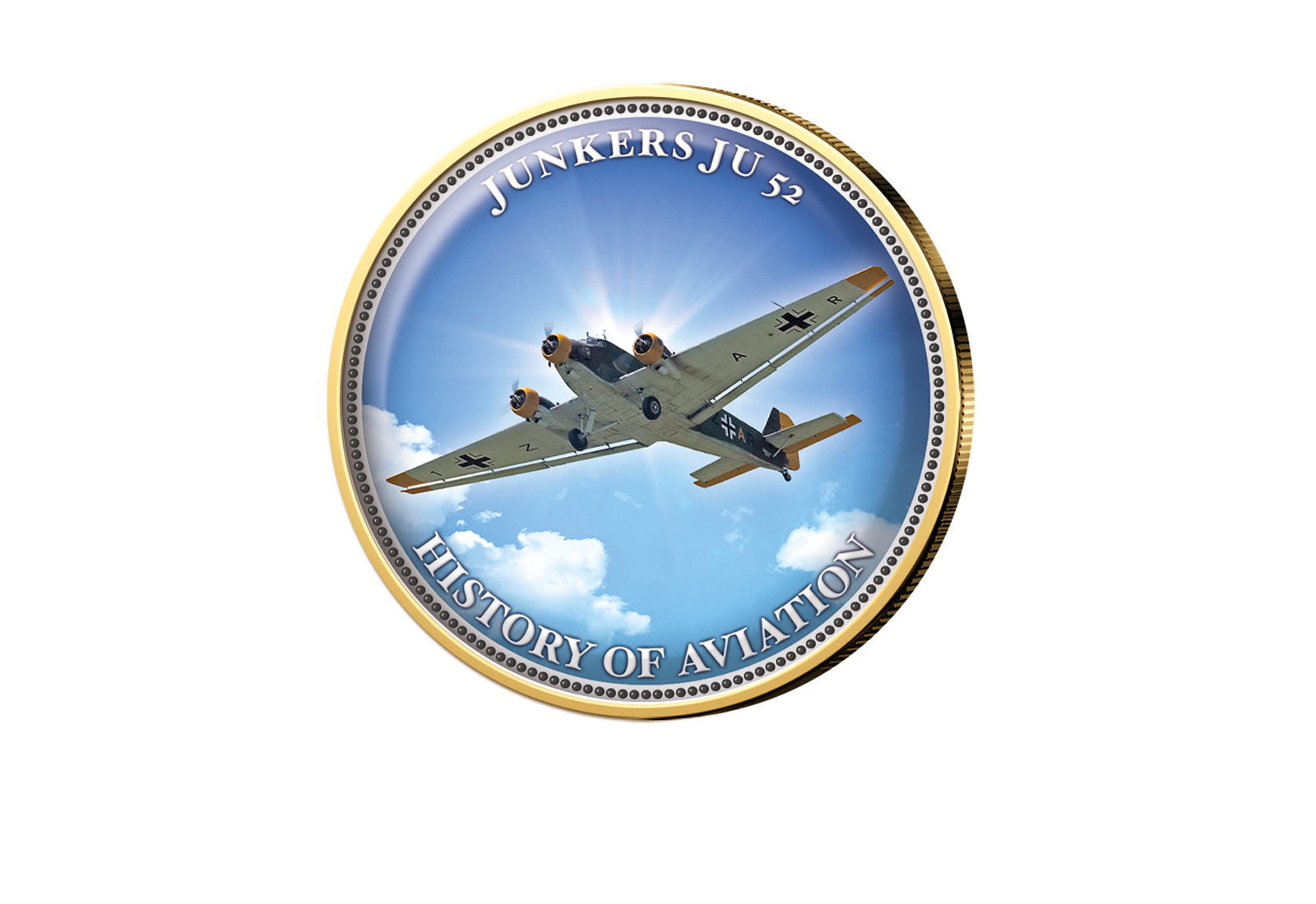 2 Euro vergoldet Junkers Ju 52 mit Farbmotiv