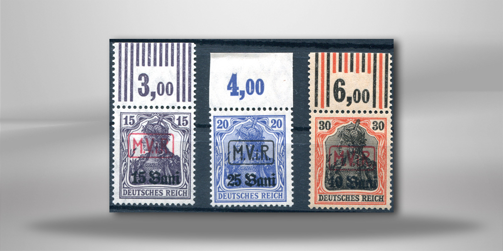 Briefmarken Deutsche Besetzung 1. WK Rumänien 1917 Michel-Nr. 1-3 postfrisch