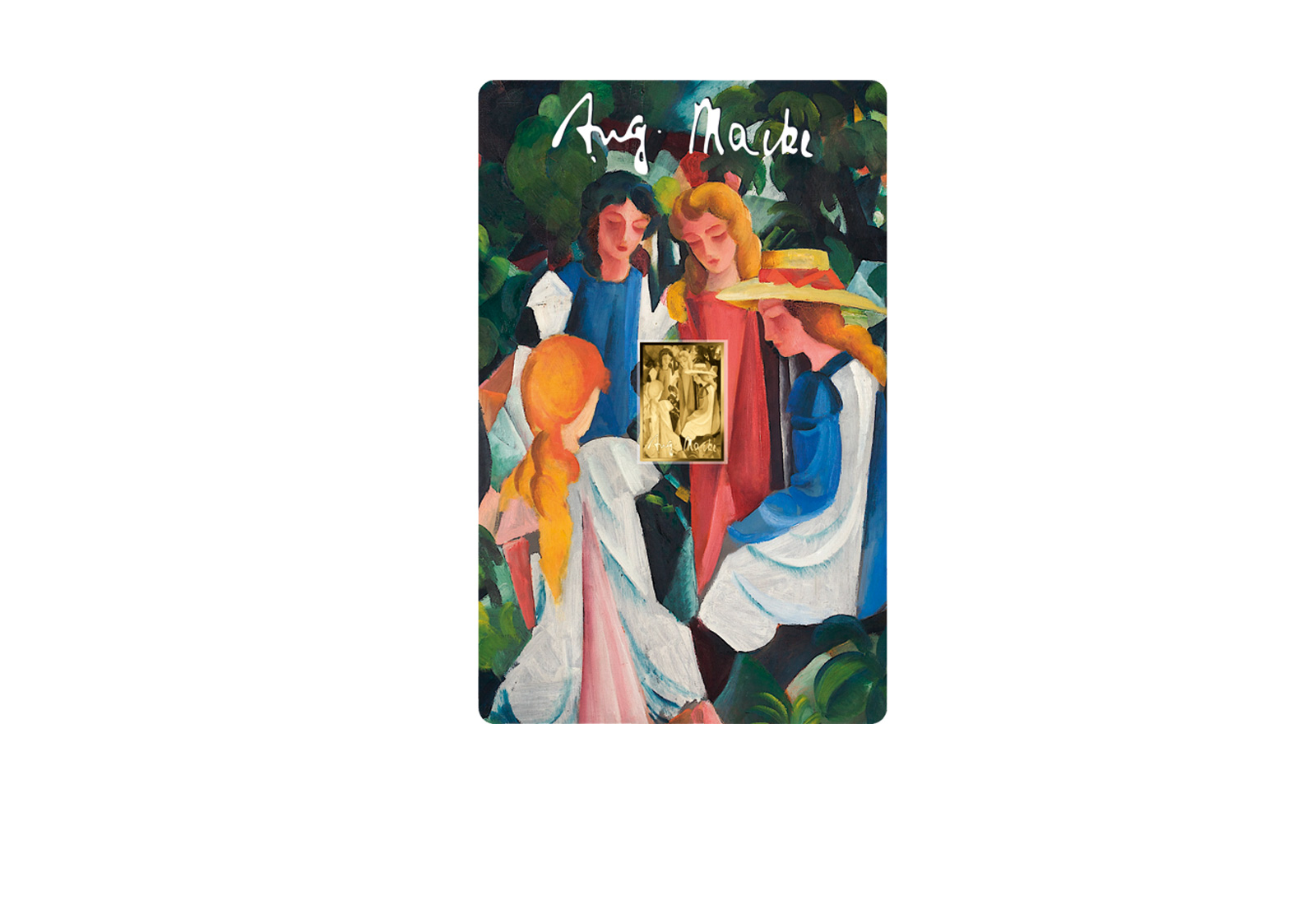 Goldmünze Motiv "Vier Mädchen - A. Macke" Coincard Feinheit 999/1000 Gold Geschenk