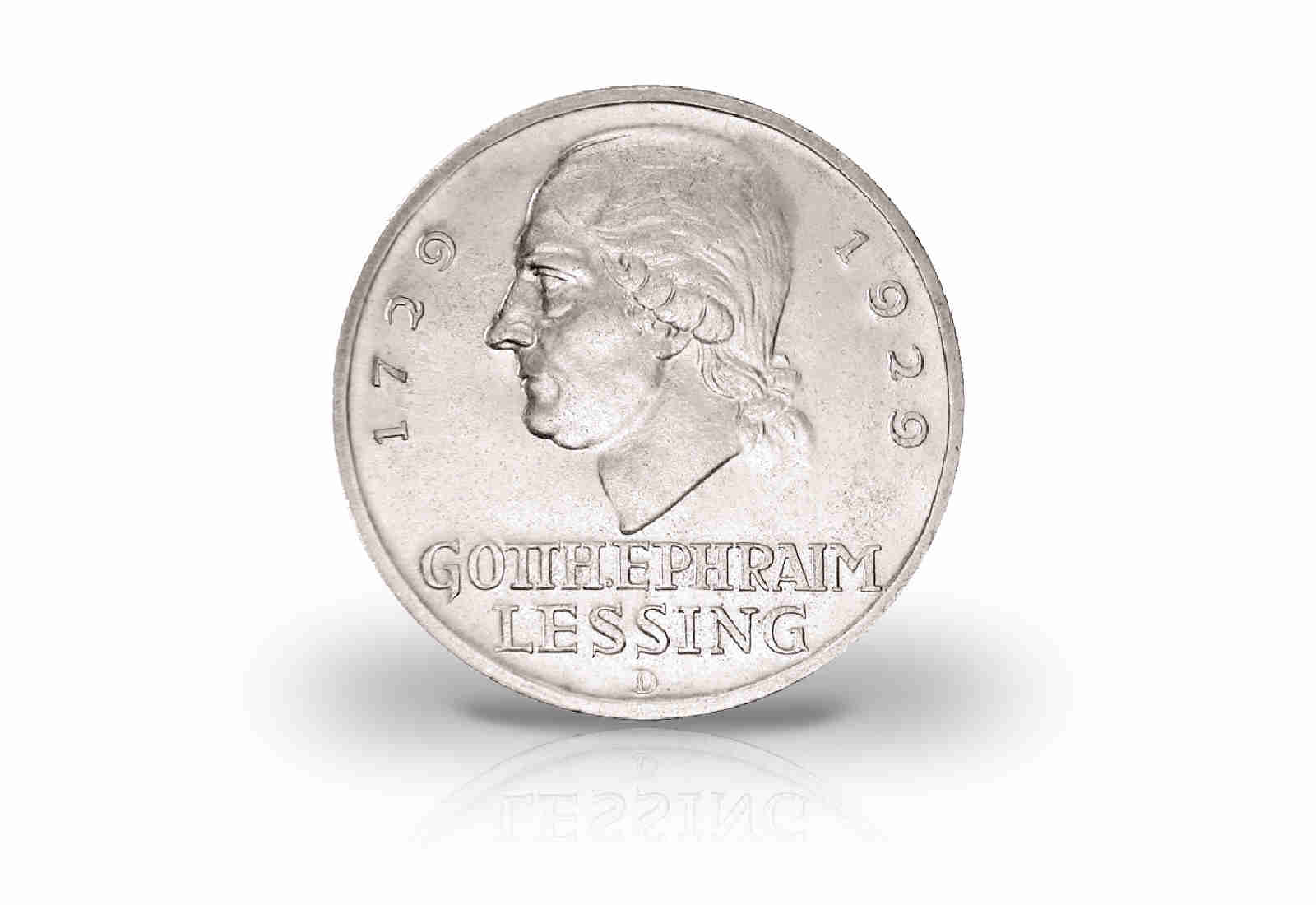3 Reichsmark Silbermünze 1929 Weimarer Republik Gotthold Ephraim Lessing Jaeger-Nr. 335