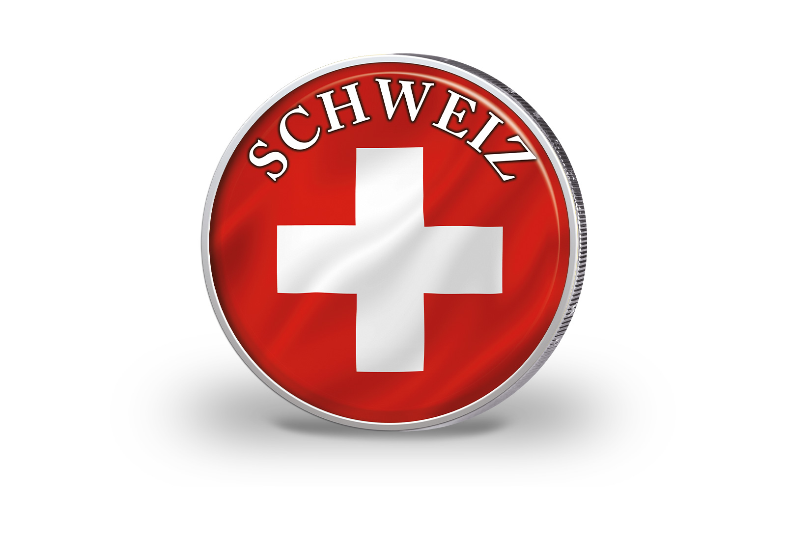 2 Euro vergoldet Schweiz Flagge mit Farbapplikation