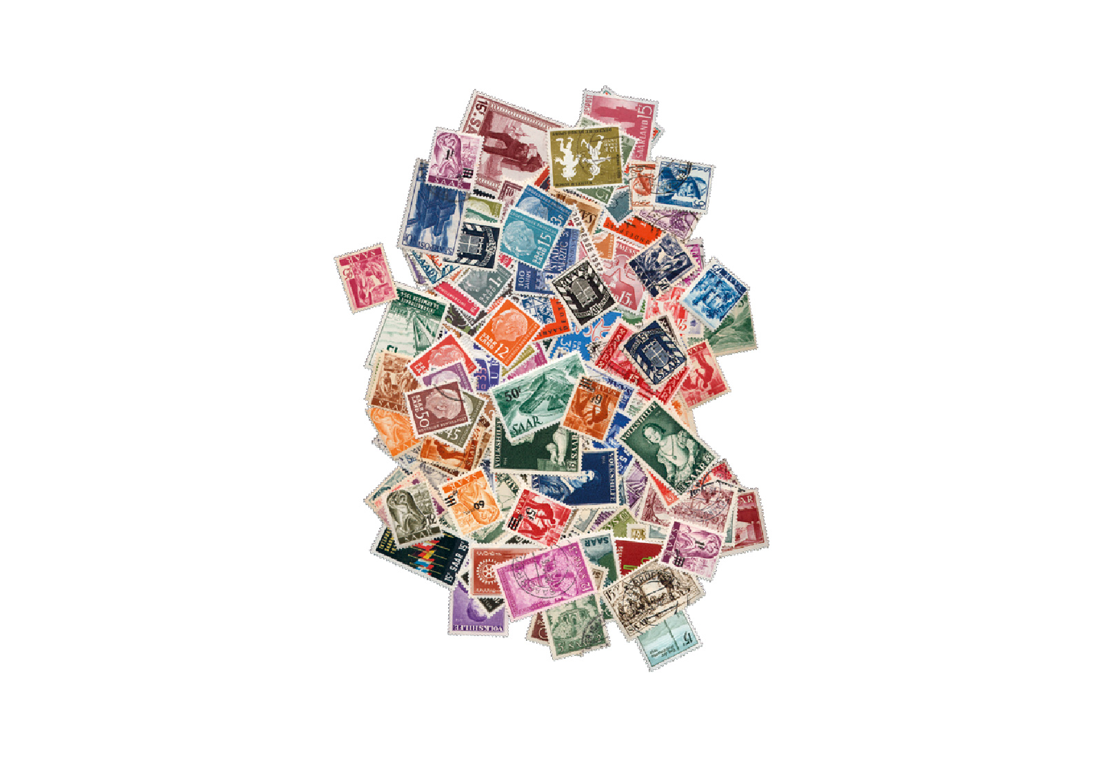 Saar 50 Marken postfrisch und gestempelt