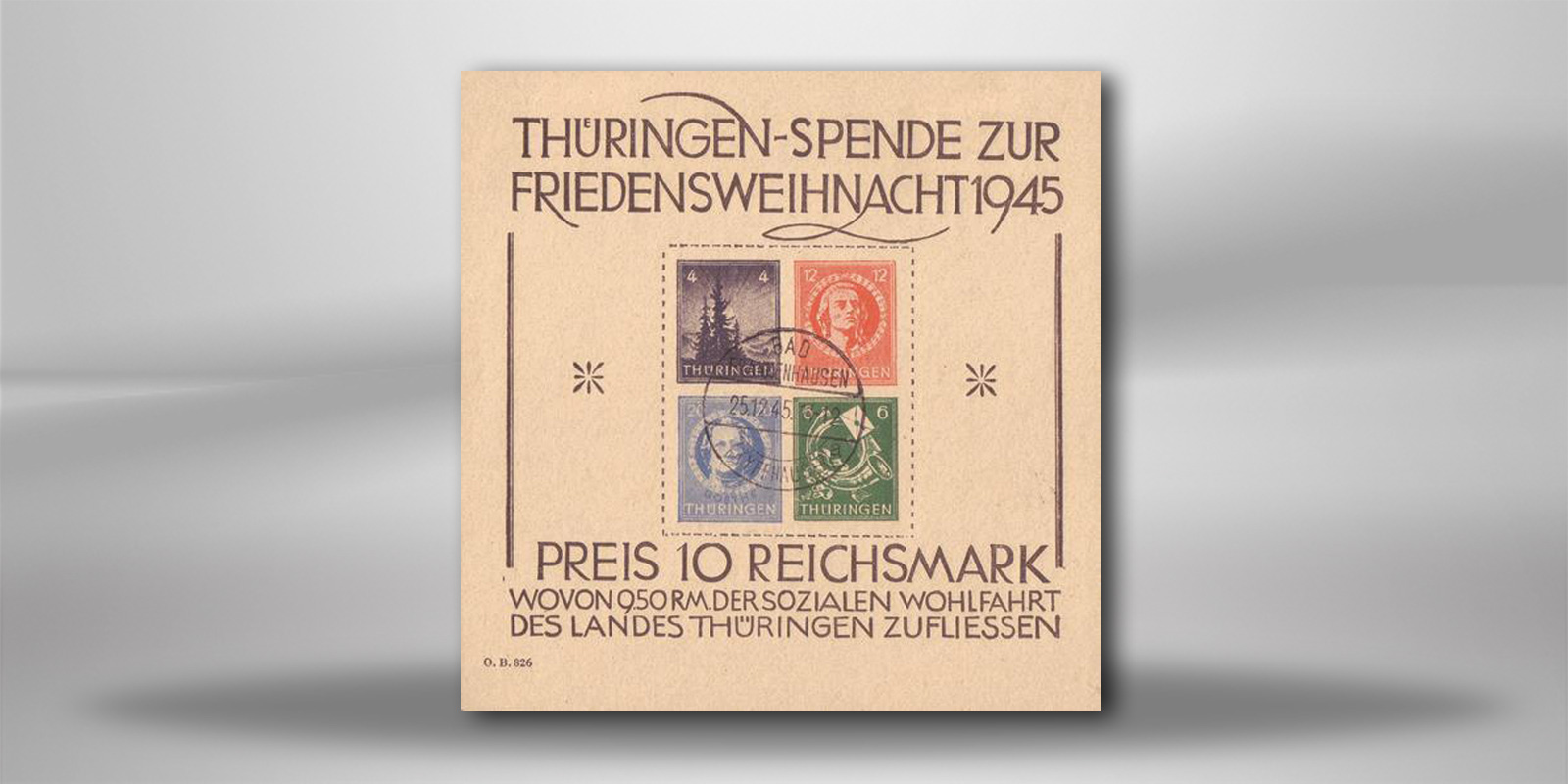 SBZ Block 2 gestempelt Großer Weihnachtsblock 1945