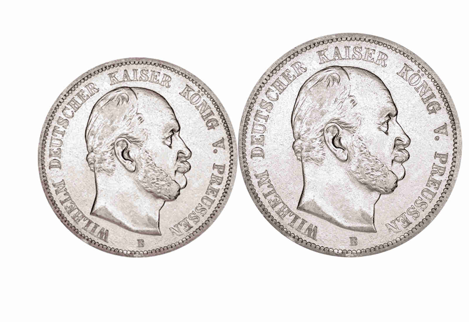 Kaiserreich Sparset - 2 & 5 Mark Preußen Wilhelm I. im Etui