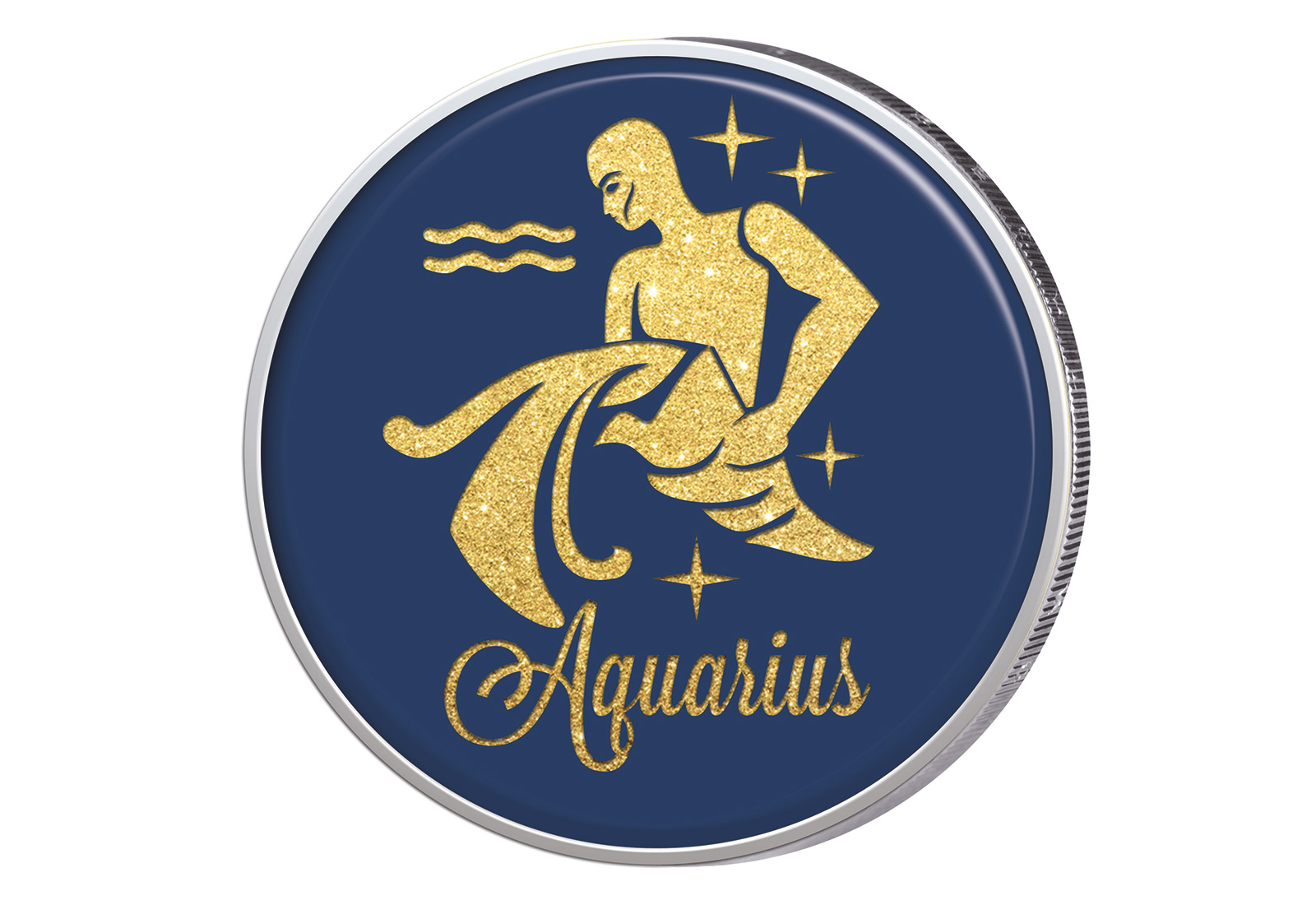 2 Euro mit Farbapplikation Sternzeichen Wassermann