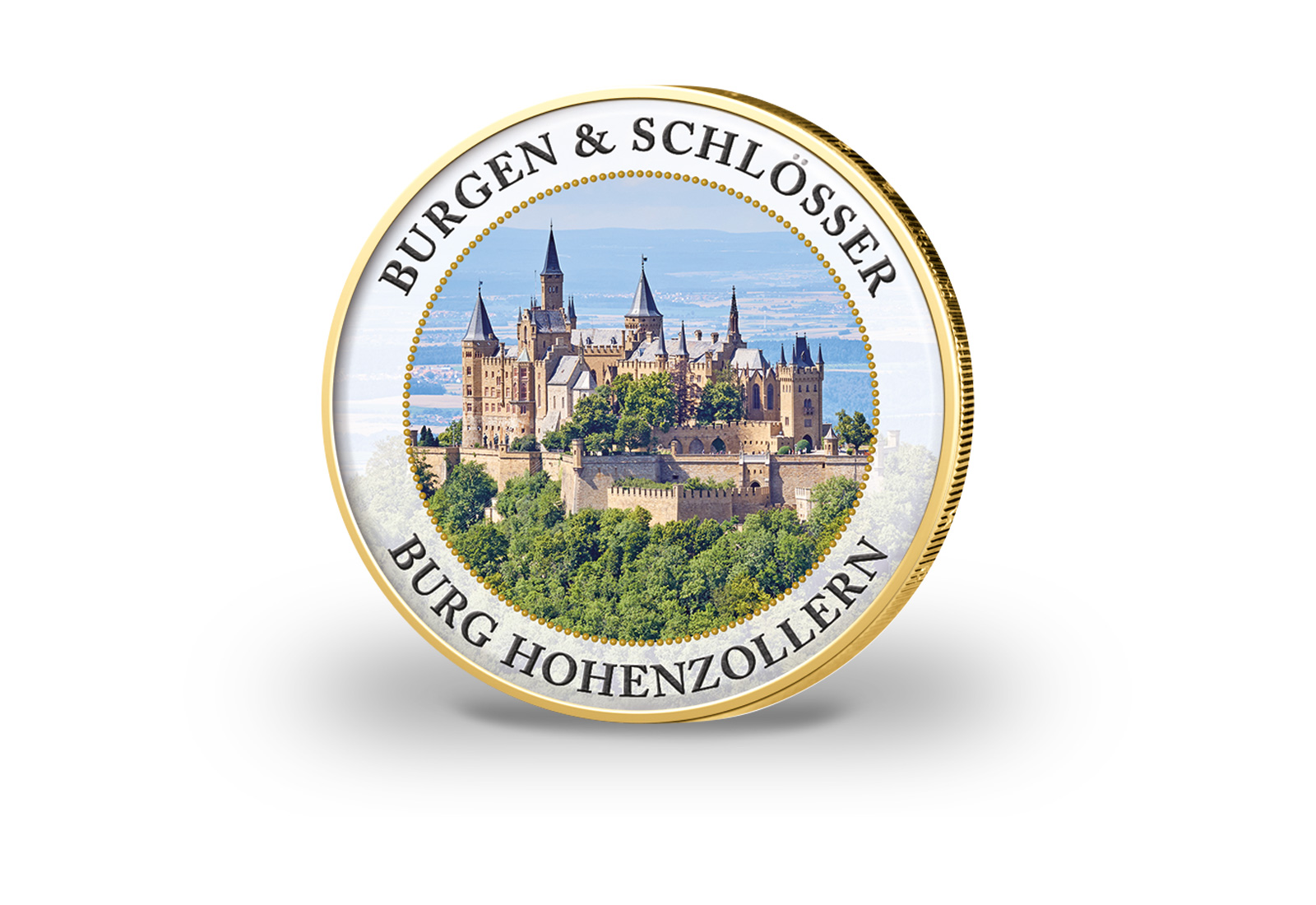 2 Euro vergoldet Burgen und Schlösser - Hohenzollern mit Farbmotiv