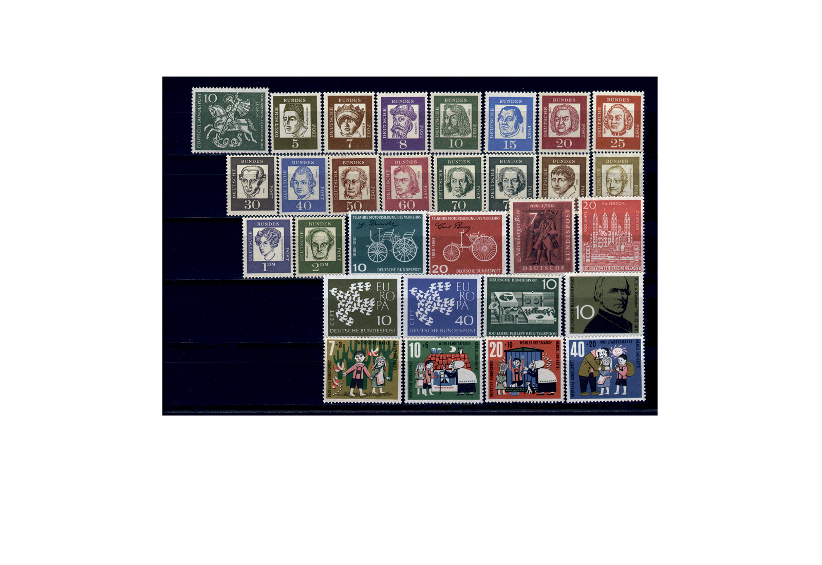 Briefmarken BRD Jahrgang 1961 Michel-Nr. 346-374 postfrisch