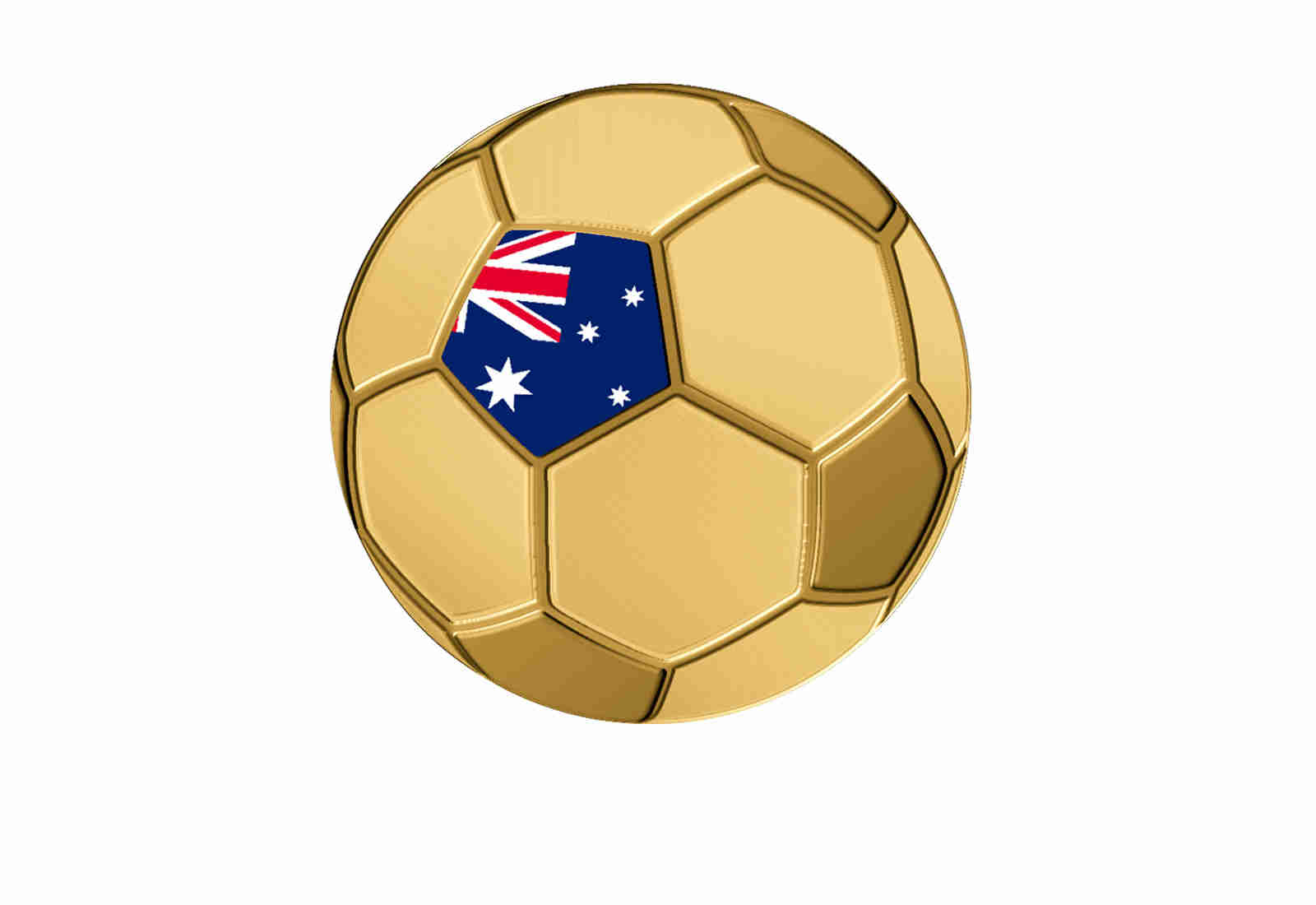 Goldmünze Motiv "Fußball Australien" 999/1000 Gold im Geschenketui