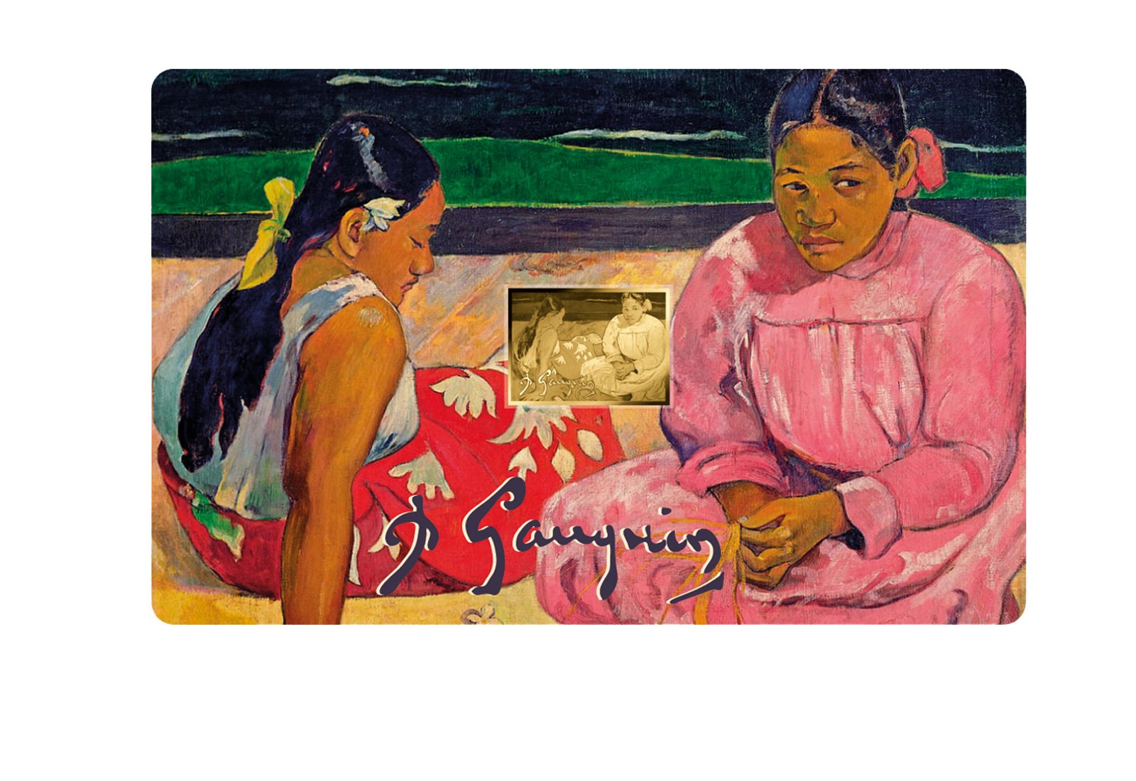 Goldmünze Motiv "Frauen von Tahiti am Strand" Coincard 999/1000 Gold Geschenk