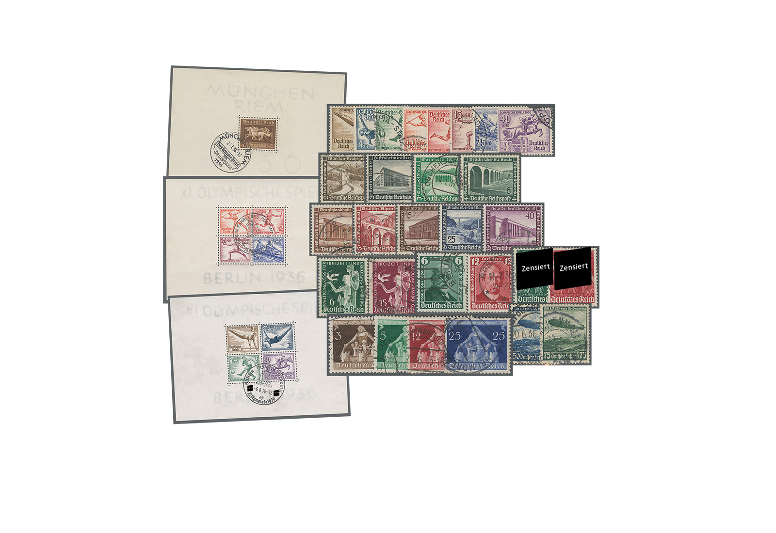 Deutsches Reich Michel-Nr. 603/642 Jahrgang 1936 gestempelt inkl. Block 4, 5 und 6