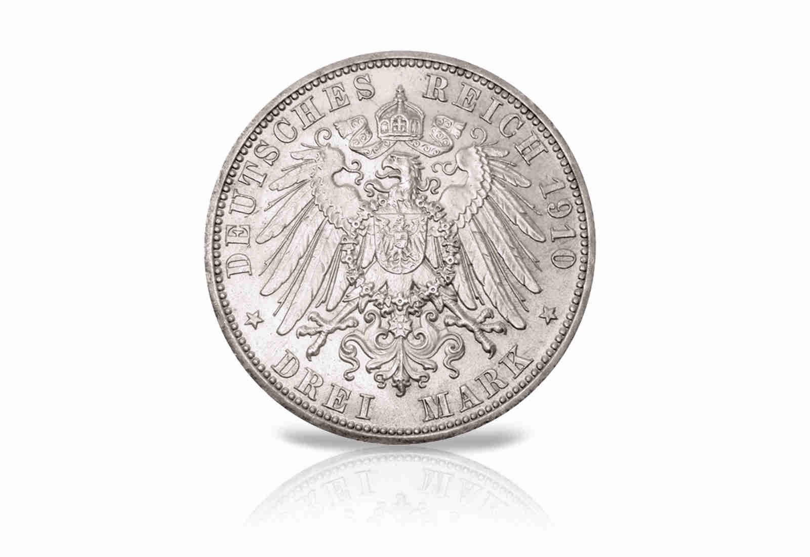 3 Mark 1910 Deutsches Kaiserreich Sachsen Hochzeit Feodora Jaeger-Nr. 162