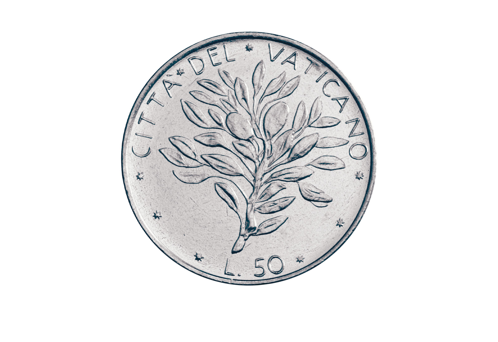 50 Lire 1976 Vatikan Papst Paul VI. Olivenzweig