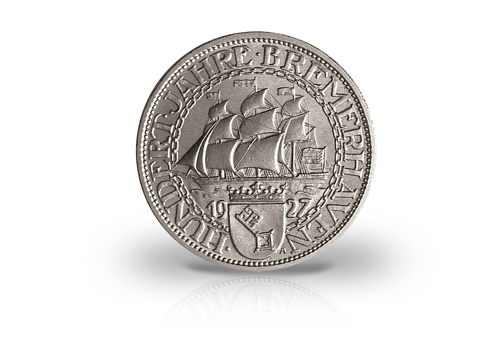 5 Reichsmark 1927 Weimarer Republik 100 Jahre Bremerhaven Jaeger-Nr. 326