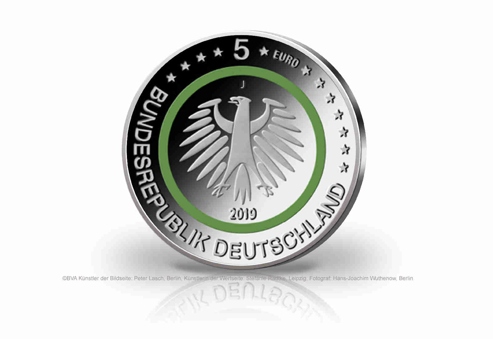 5 Euro 2019 Deutschland Gemässigte Zone mit Polymerring st Prägestätte J